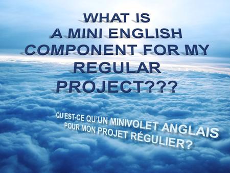 But, it is an English part of my project! It is something like the geography, history, art or science part of my project….