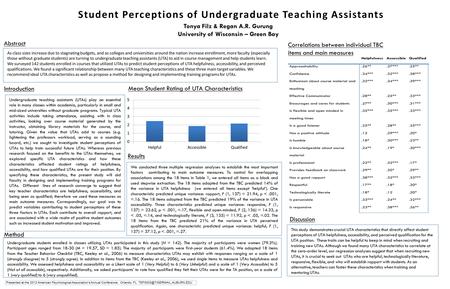 Tonya Filz & Regan A.R. Gurung University of Wisconsin – Green Bay Abstract As class sizes increase due to stagnating budgets, and as colleges and universities.