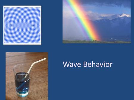 Wave Behavior. Reflection: Waves bounce off a surface such as a mirror or wall. The law of reflection says that the angle of incidence is equal to the.