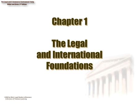 Chapter 1 The Legal and International Foundations.