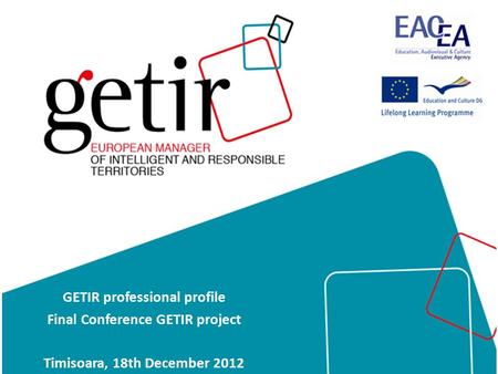 GETIR professional profile Final Conference GETIR project Timisoara, 18th December 2012.