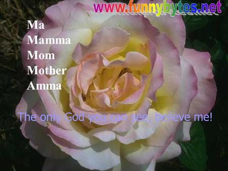 Ma Mamma Mom Mother Amma The only God you can see, believe me!