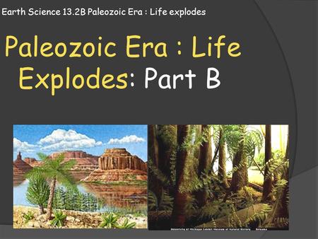 Earth Science 13.2B Paleozoic Era : Life explodes