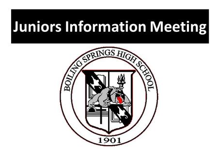 Juniors Information Meeting. Welcome and Introductions Principal – Mr. Chuck Gordon Assistant Principal – Mrs. Danette West Counselor – Mr. Hank Mason.