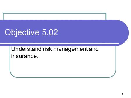 Understand risk management and insurance.