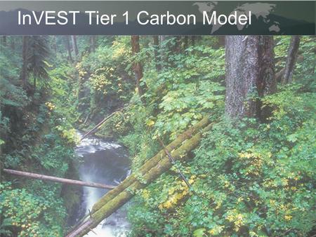 InVEST Tier 1 Carbon Model. In the Tier 1 model we estimate carbon stock as a function of land use / land cover. Storage indicates the mass of carbon.
