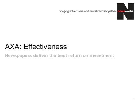 AXA: Effectiveness 1 Newspapers deliver the best return on investment.
