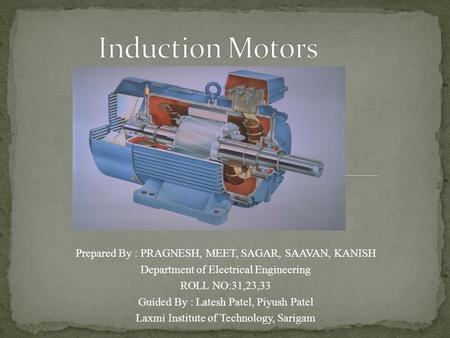 Induction Motors Prepared By : PRAGNESH, MEET, SAGAR, SAAVAN, KANISH