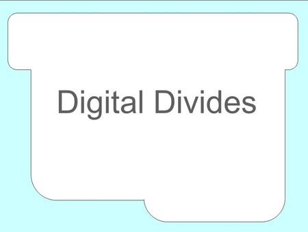 Digital Divides. Summary of claims for online community Utopian views of community: –Create opportunities for education and learning –Creat new opportunities.