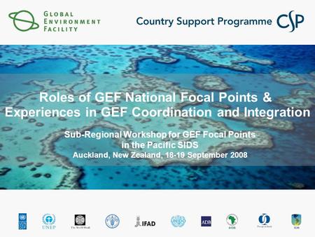 Roles of GEF National Focal Points & Experiences in GEF Coordination and Integration Sub-Regional Workshop for GEF Focal Points in the Pacific SIDS Auckland,