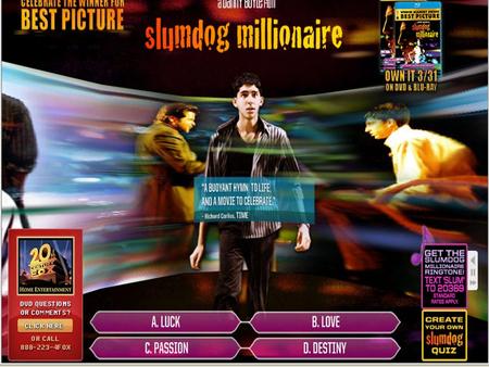 Q&A Who Wants to Be a Millionaire? In the opening scene, a title card is presented: Jamal Malik is one question away from winning 20 million rupees.