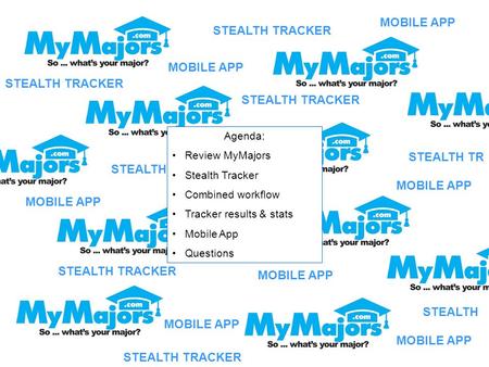 STEALTH TRACKER STEALTH TR STEALTH TRACKER Agenda: Review MyMajors Stealth Tracker Combined workflow Tracker results & stats Mobile App Questions MOBILE.