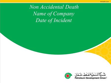 Main contractor name – LTI# - Date of incident 1 Non Accidental Death Name of Company Date of Incident 1.