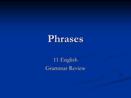 Phrases 11 English Grammar Review. Prepositional Phrases A prepositional phrase consists of a preposition, its object, and any modifiers of the object.