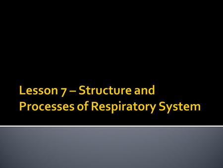 Lesson 7 – Structure and Processes of Respiratory System