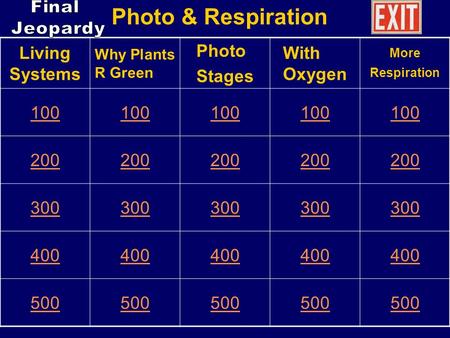 Living Systems Why Plants R Green Photo Stages With Oxygen More Respiration 100 200 300 400 500 Photo & Respiration.
