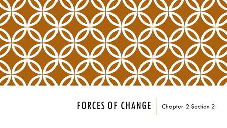 FORCES OF CHANGE Chapter 2 Section 2. THINK ABOUT CHANGE…  How has change happening around you influenced your life? How have changes you made within.