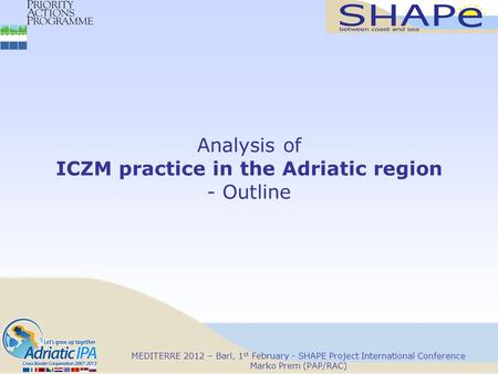 Analysis of ICZM practice in the Adriatic region - Outline
