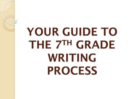 YOUR GUIDE TO THE 7 TH GRADE WRITING PROCESS. THINGS TO REMEMBER… 7 TH Grade Mode of Writing RAFT 6-step Writing Process Graphic Organizers North Carolina.
