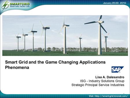 Smart Grid and the Game Changing Applications Phenomena Lisa A. Dalesandro ISG - Industry Solutions Group Strategic Principal Service Industries.