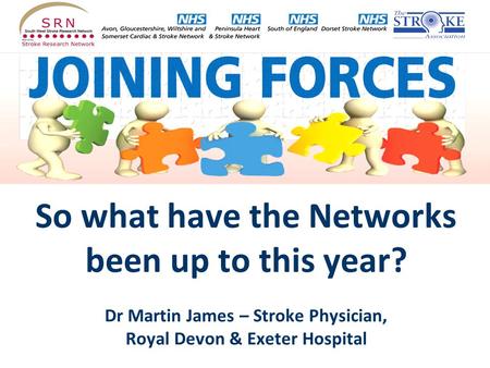 So what have the Networks been up to this year? Dr Martin James – Stroke Physician, Royal Devon & Exeter Hospital.