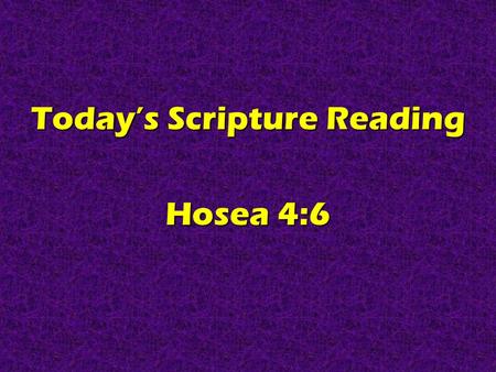 Today’s Scripture Reading Hosea 4:6. Real Christians Are KNOWLEDGEABLE Hosea 4:6.