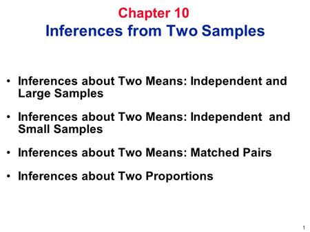 Chapter 10 Inferences from Two Samples