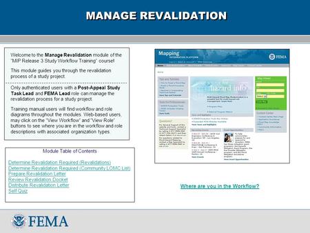 Welcome to the Manage Revalidation module of the “MIP Release 3 Study Workflow Training” course! This module guides you through the revalidation process.