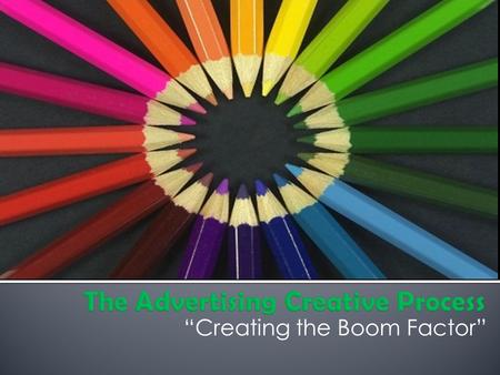 “Creating the Boom Factor”.  It is actually a step-by-step process that can be learned and used to generate original ideas.