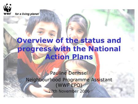 Overview of the status and progress with the National Action Plans Pauline Denissel Neighbourhood Programme Assistant (WWF EPO) 28th November 2006.