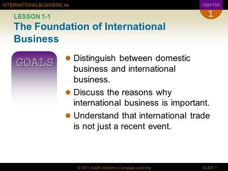 LESSON 1-1 The Foundation of International Business