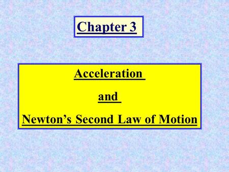 Chapter 3 Acceleration and Newton’s Second Law of Motion.