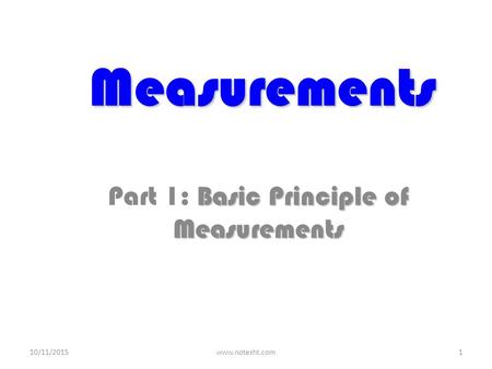 Part 1: Basic Principle of Measurements