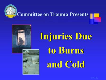  ACS Committee on Trauma Presents Injuries Due to Burns and Cold Injuries Due to Burns and Cold.