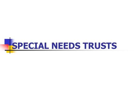 SPECIAL NEEDS TRUSTS. OVERVIEW OF PUBLIC BENEFIT PROGRAMS.