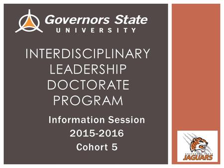 Information Session 2015-2016 Cohort 5 INTERDISCIPLINARY LEADERSHIP DOCTORATE PROGRAM.