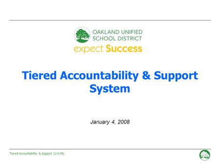 Tiered Accountability & Support (1/4/08) - 0 - Tiered Accountability & Support System January 4, 2008.