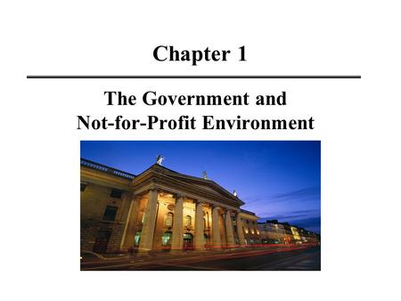 The Government and Not-for-Profit Environment