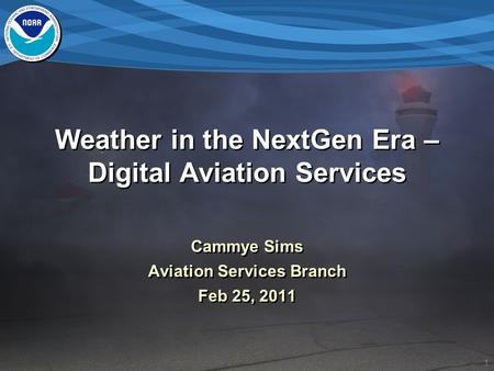1 Weather in the NextGen Era – Digital Aviation Services Cammye Sims Aviation Services Branch Feb 25, 2011 Cammye Sims Aviation Services Branch Feb 25,