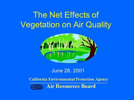 The Net Effects of Vegetation on Air Quality June 28, 2001.