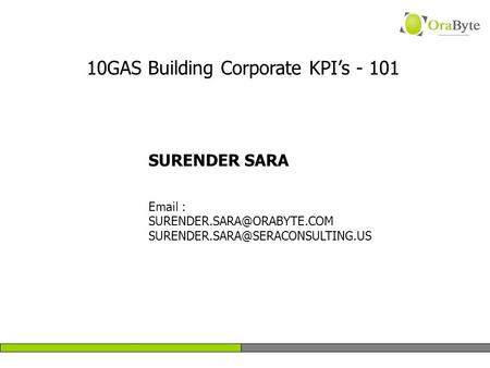 SURENDER SARA    10GAS Building Corporate KPI’s - 101.
