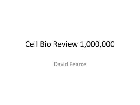 Cell Bio Review 1,000,000 David Pearce. 3 Prophase I Leptotene – chromatin begin to condense, 2 sister chromatids so close, cannot be distinguished.