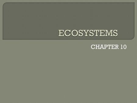 ECOSYSTEMS CHAPTER 10.