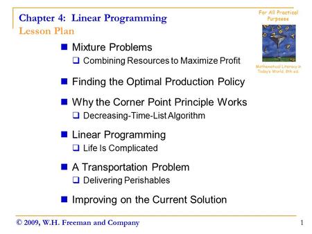 Chapter 4: Linear Programming Lesson Plan