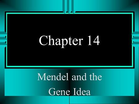 Chapter 14 Mendel and the Gene Idea. Mendel's work: Accomplished most of his work in the 1860's in the small country of Austria. Worked with garden peas.