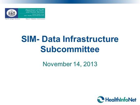 SIM- Data Infrastructure Subcommittee November 14, 2013.