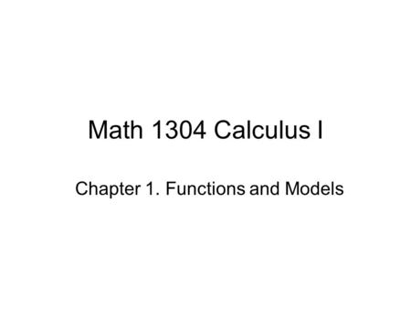 Chapter 1. Functions and Models