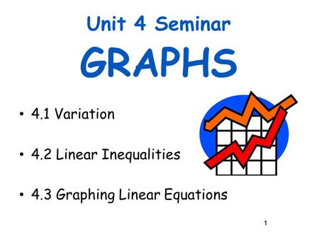 Unit 4 Seminar GRAPHS 4.1 Variation 4.2 Linear Inequalities