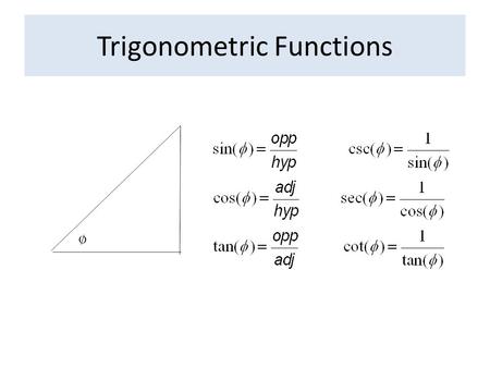 Trigonometric Functions. Fundamental Trigonometric Identities.