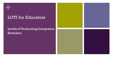 + LOTI for Educators Levels of Technology Integration Refresher.